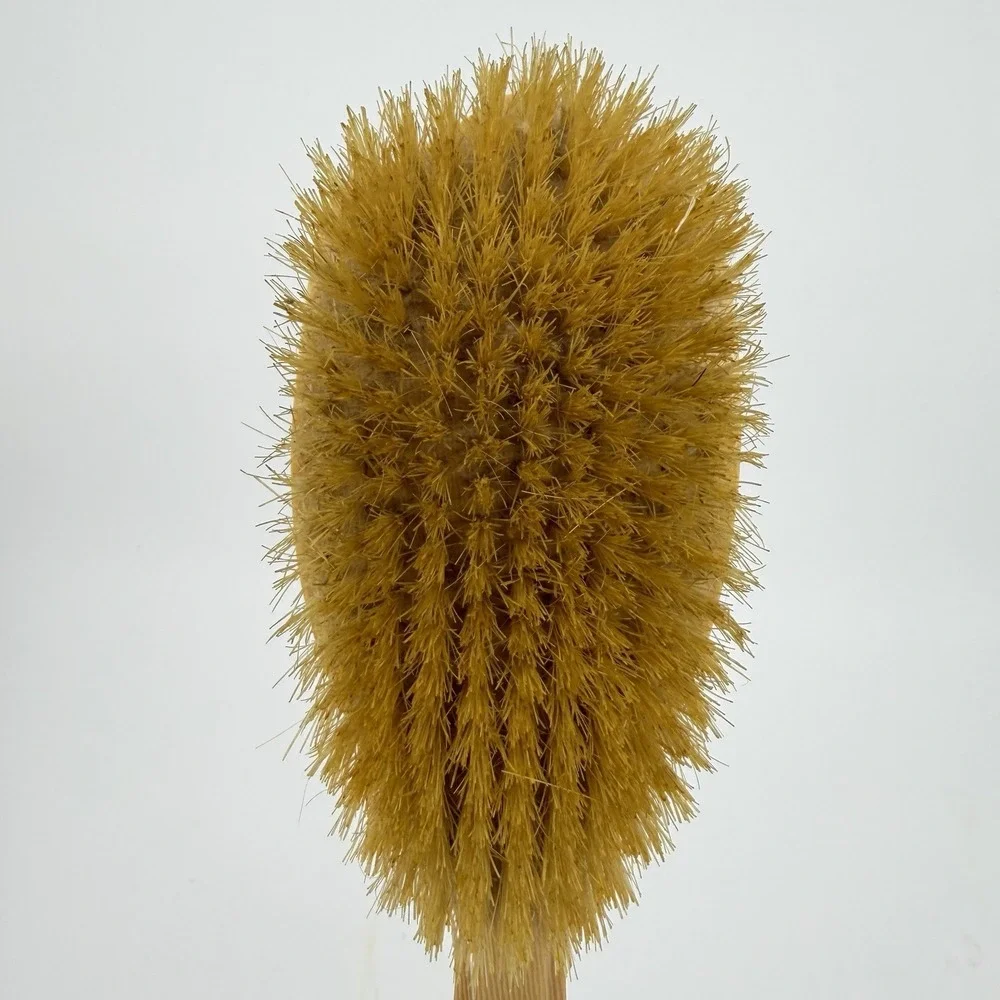 Vtg Beveled Faux Woodgrain Vanity Hair Brush Crest Shape‎ Floral Design 8.25